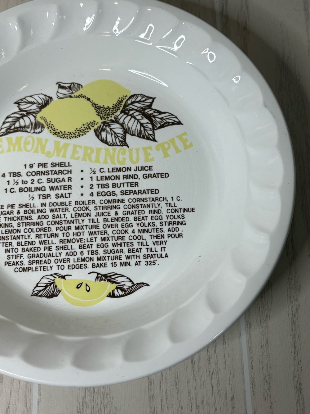 Lemon Meringue Pie Recipe Plate 80’s Vintage - Picture 2 of 9
